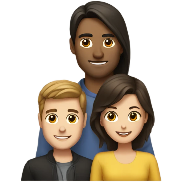 Couple with brunette guy and girl emoji