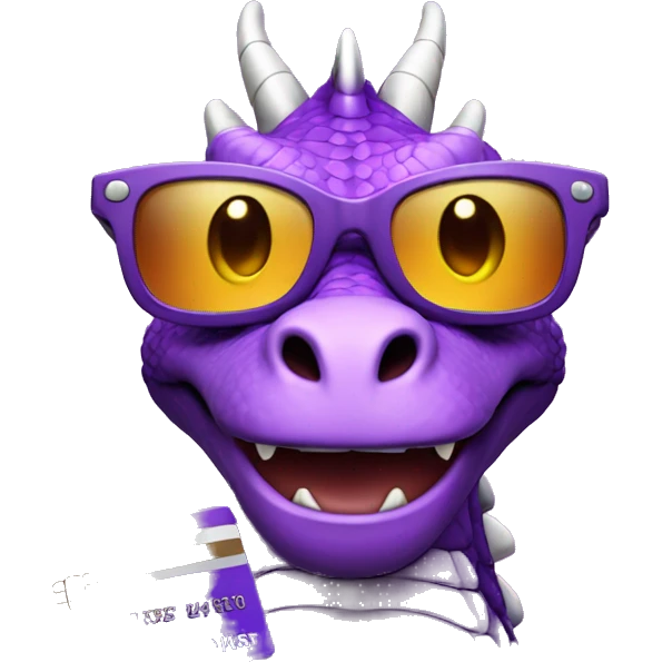 purple dragon with sunglasses and stars and credit card  emoji
