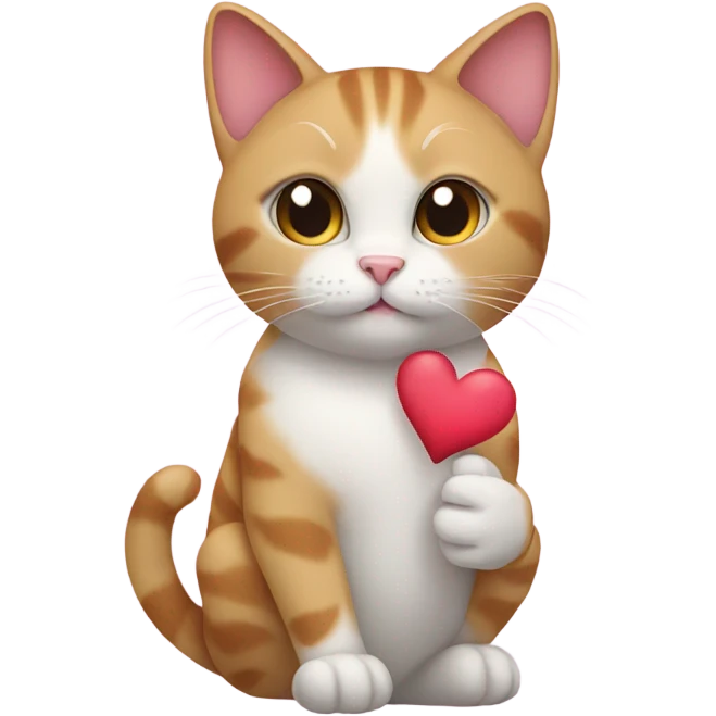 Cat holding up a heart emoji