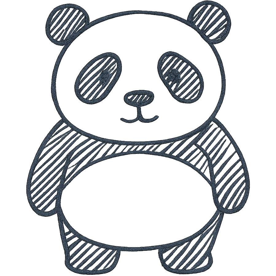 blue panda hand drawn outlined icon emoji