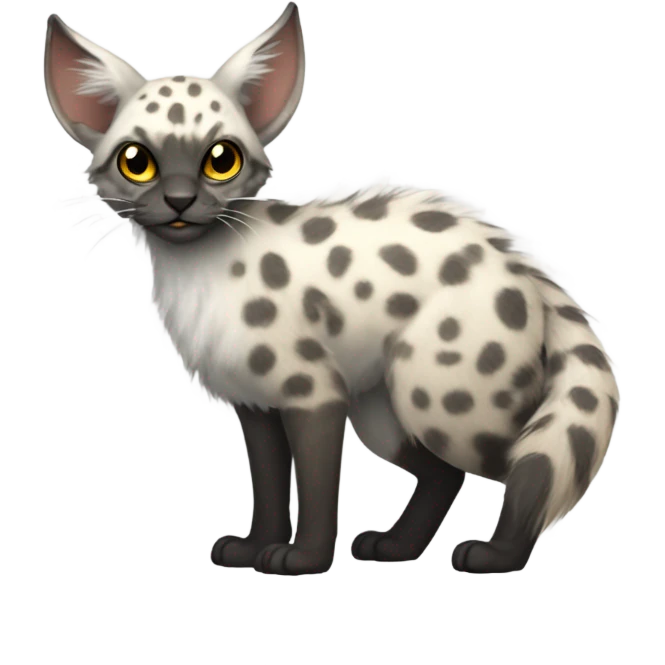 Modern Feral Rare Fantasy Vernid-Trico-species by LiLaiRa, random markings, tufted tail, tufted ears, full body emoji