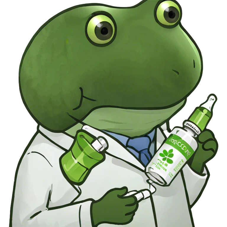 doctor holding a bottle of green and white medicine capsules emoji