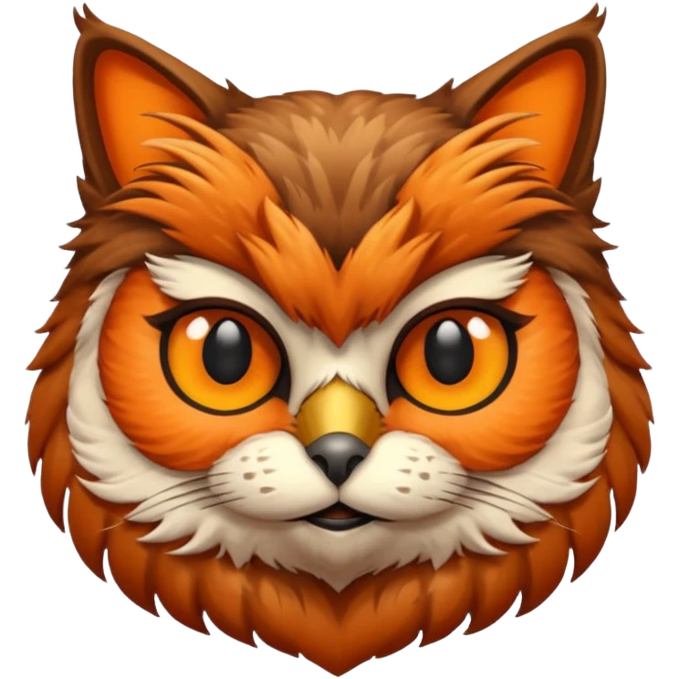 A cat's head and a owls body emoji