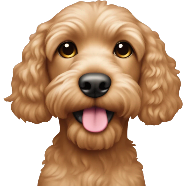 Very cute apricot colored cockapoo with a pink colored nose emoji