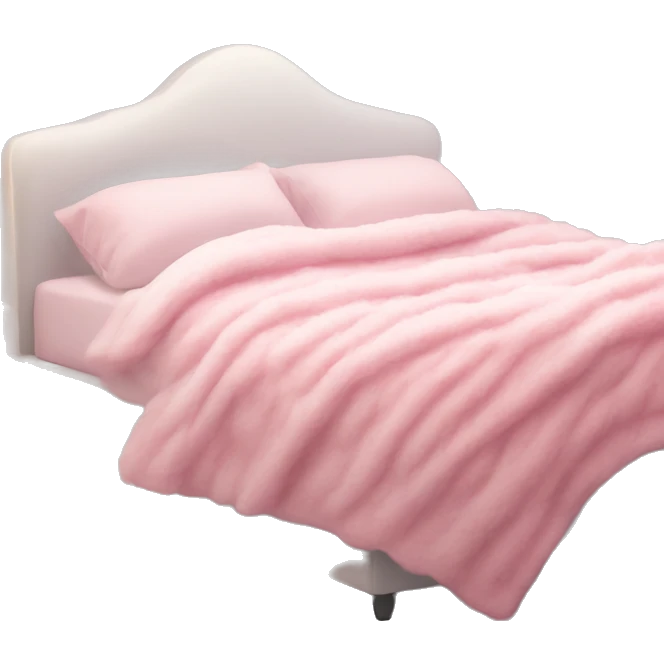 White bed with pink fluffy blanket and pink pillows  emoji