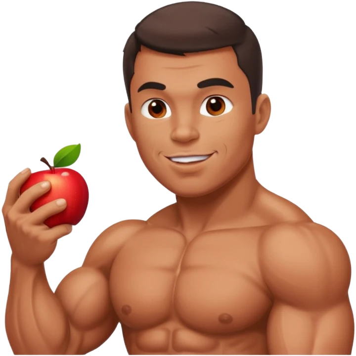 a muscle man eating apple emoji