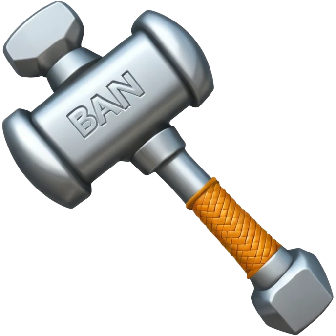 Banhammer with Text BAN! emoji