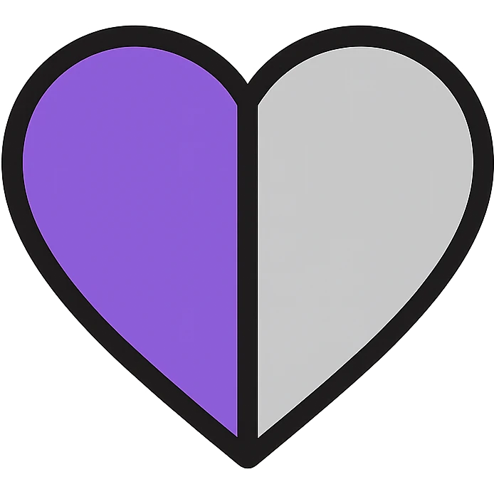 violet and grey heart icon emoji