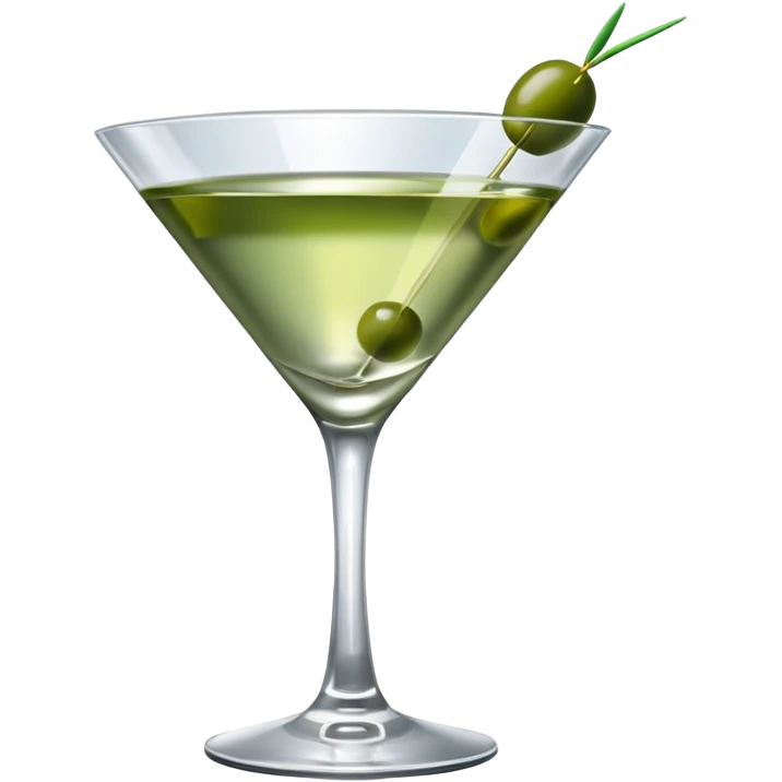 martini with 3 olives. liquid should be a bit more of a clear color. tiny hue of green emoji