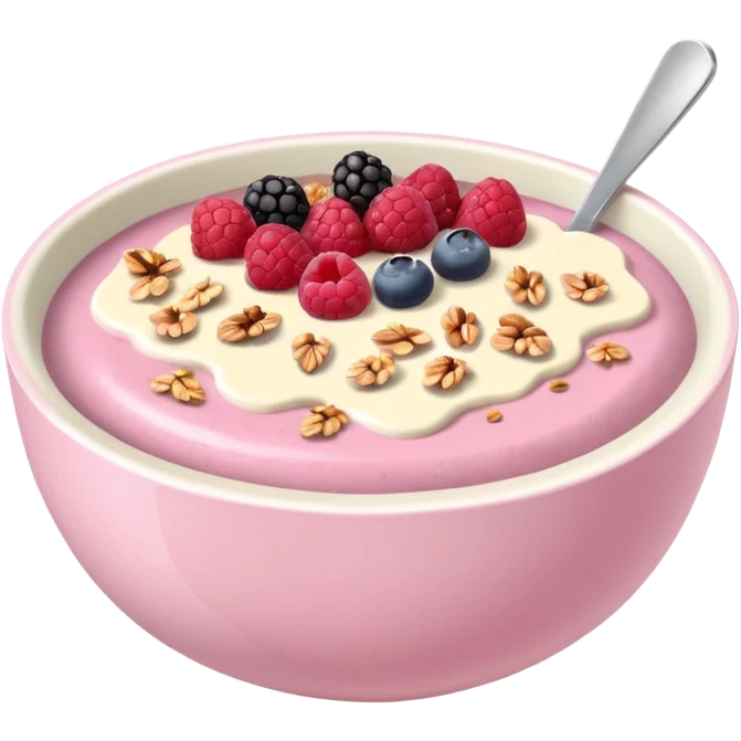 super realistic pastel pink and white smoothie bowl emoji