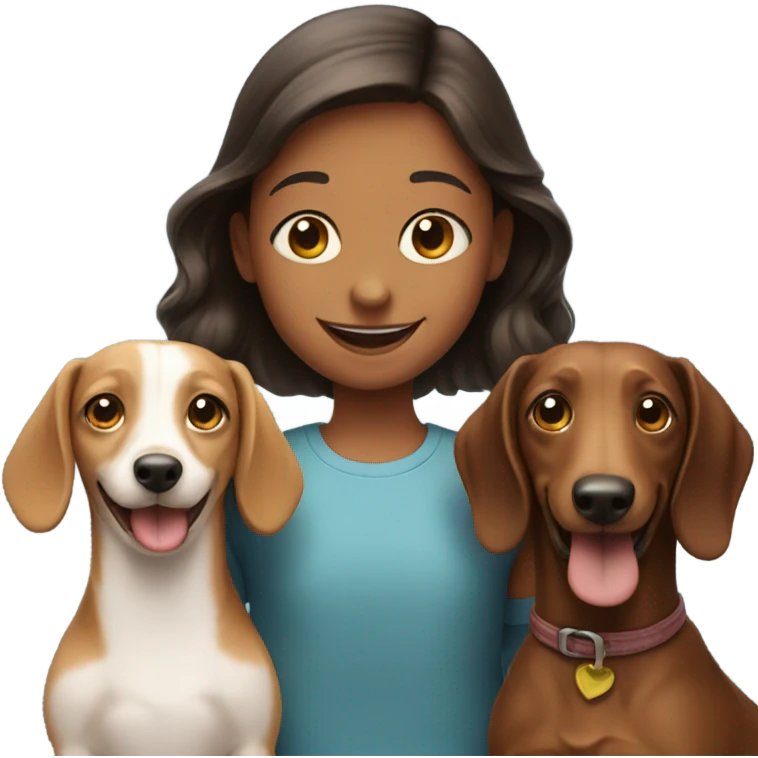 smiling girl with boy and dachshund  emoji