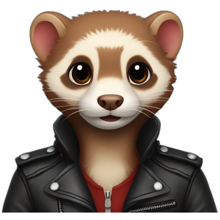 Red ferret wearing leather jacket  emoji