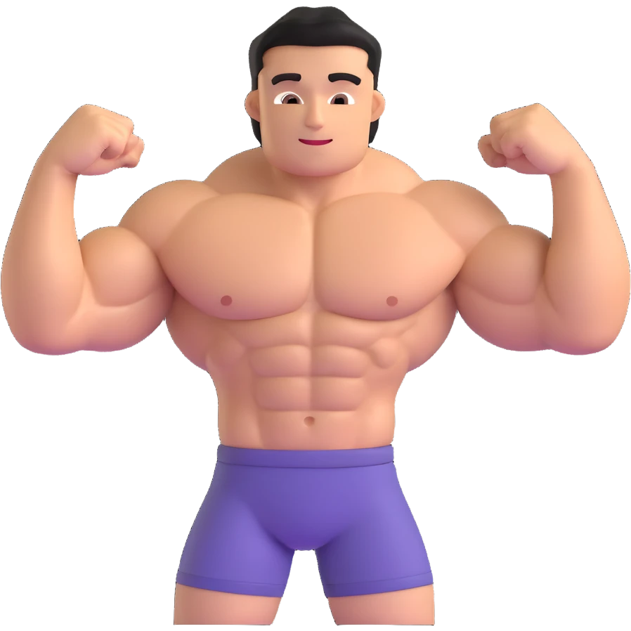 muscular shirtless character flexing emoji
