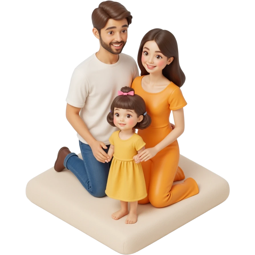 2d flat front view of a family of 3, dad, mom, child front center emoji
