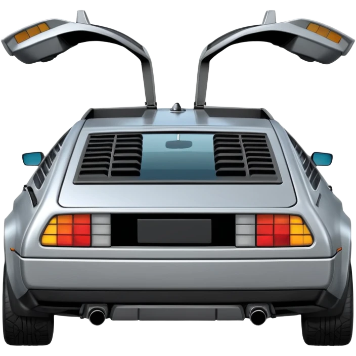 Silver DMC 12 Delorean back rearview emoji