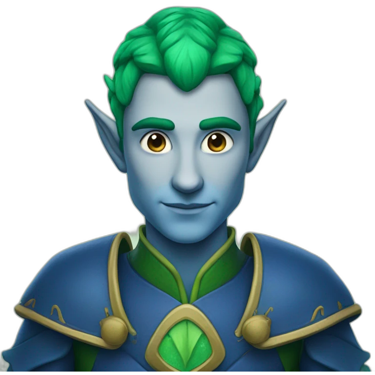 elf man with half blue and half green hair emoji