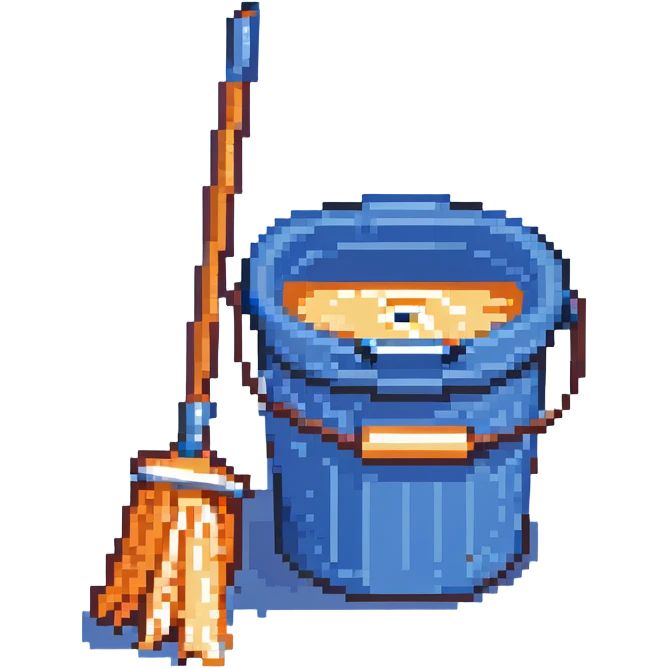 blue cleaning bucket with a mop emoji