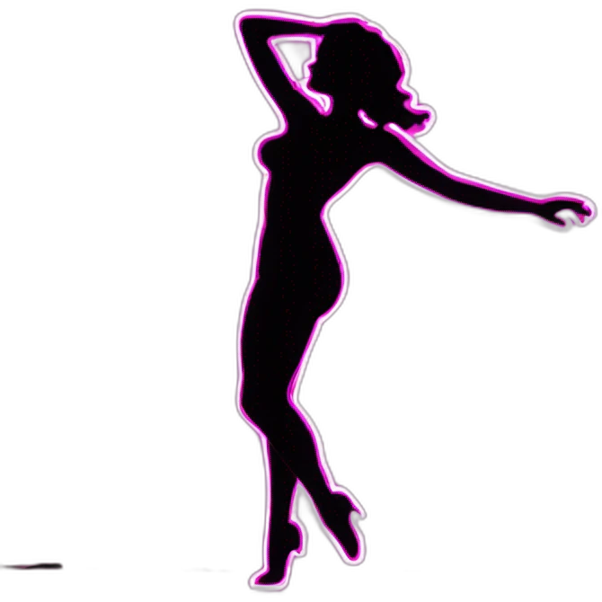 Sexy silhouette dancer neon sign wiggle emoji