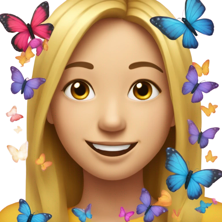 The face with heart emoji but instead of hearts it’s butterflies emoji