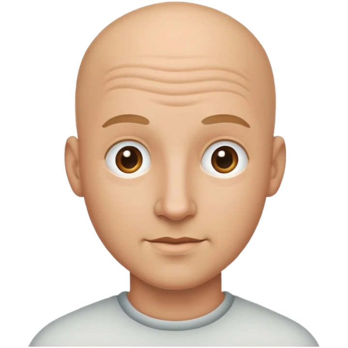 A curly-haired bald man emoji