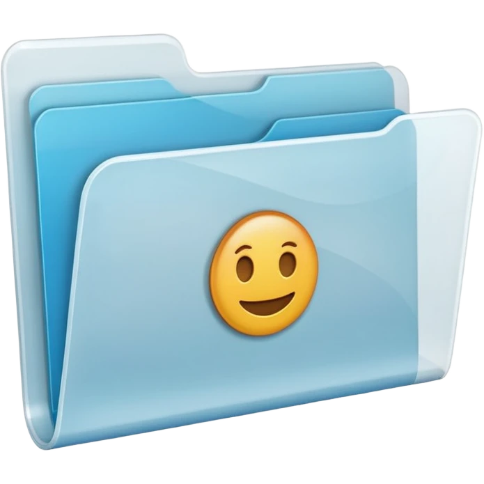 A **simple emoji-style icon** of a **transparent white plastic folder**, minimal and clean, with **rounded corners**, subtle translucency, soft shading, and a **small Choliseo de Puerto Rico arena symbol** on the front.
 emoji