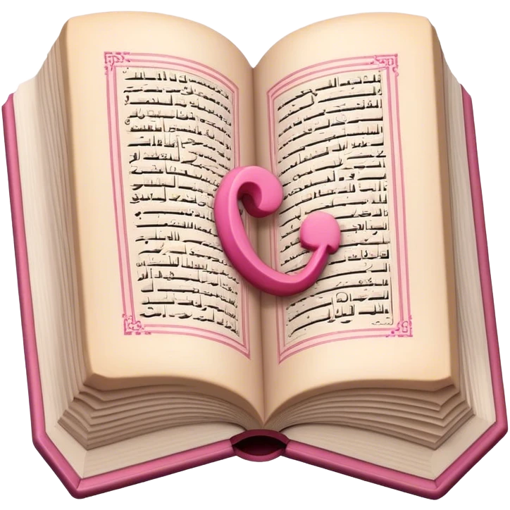 Quran like an emoji, keep it open but keep the theme beige and pink make sure its fully open and also make sure that its just words in the open Qur'an no like symbols pls emoji