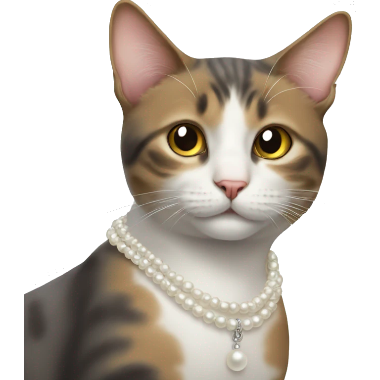 Cat wearing pearl necklace emoji
