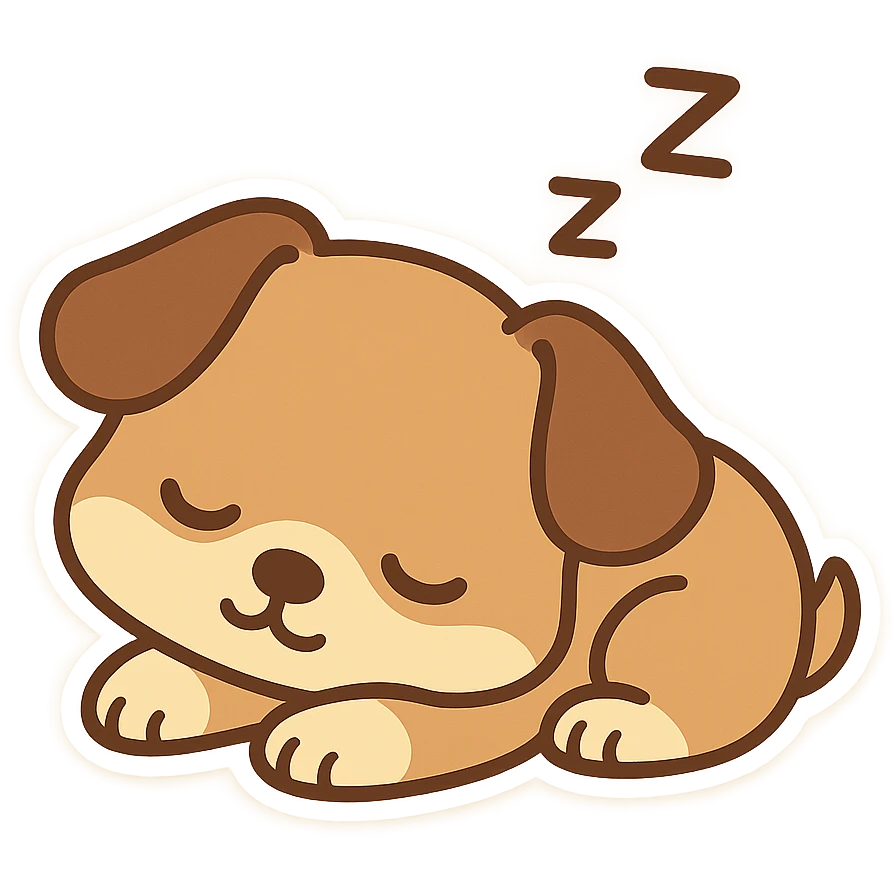 a dog sleeping, cute and simple style emoji