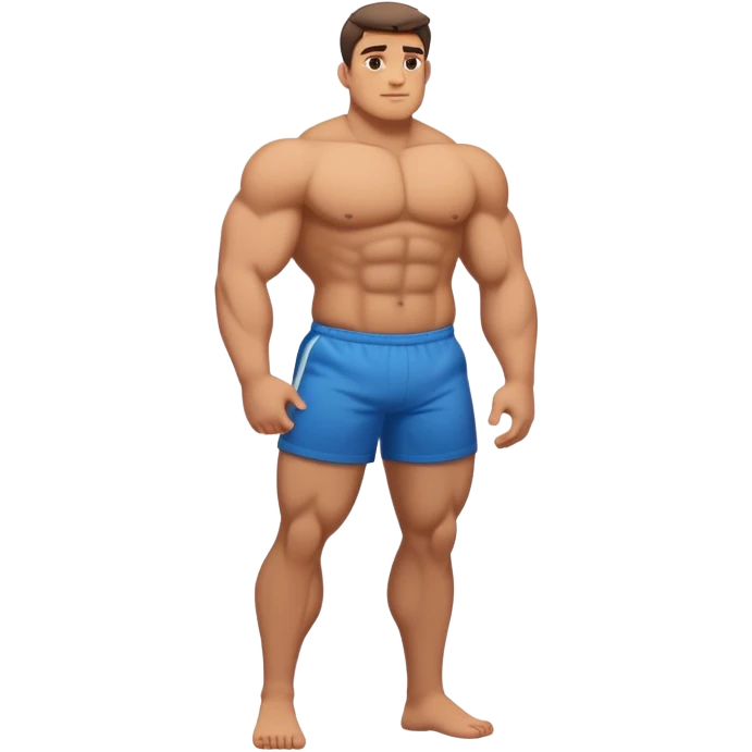 full body bulky male figure standing, muscular build, broad shoulders, not too overweight but not skinny emoji