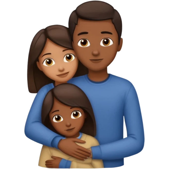 carmel girl with dark brown and tall darkskin boy hugging  emoji