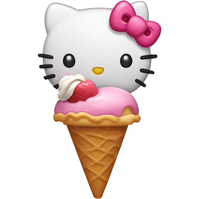 Hello kitty eating an ice cream emoji