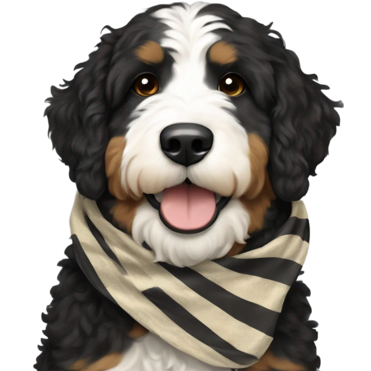 Bernedoodle with purdue scarf emoji