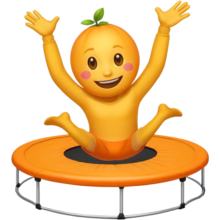 an emoji jumping on a orange trampoline emoji