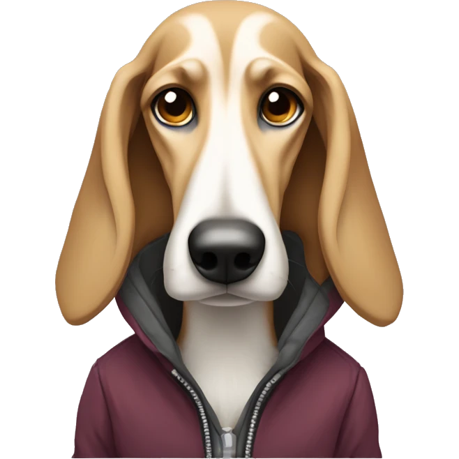 disgruntled Saluki dog wearing a jacket emoji