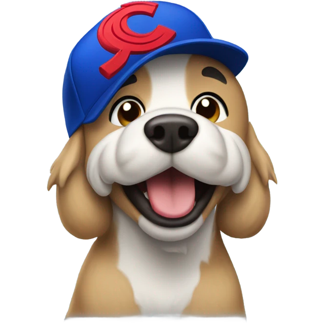 Dog wearing a cubs hat emoji
