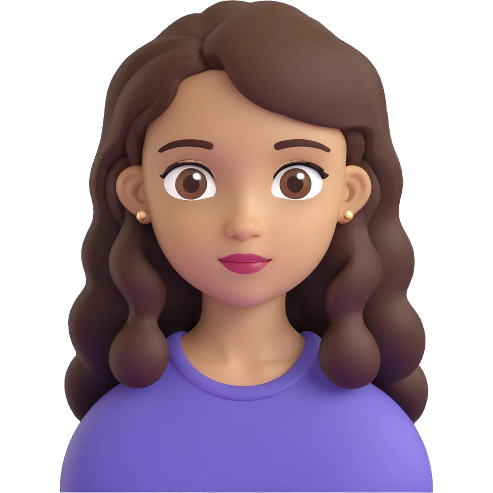 light skin brown girl with long dark brown hair and dark brown eyes emoji