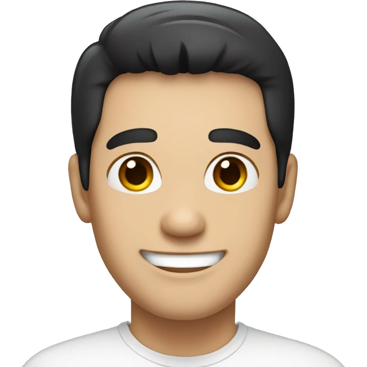 smiling man in white shirt with black hair emoji