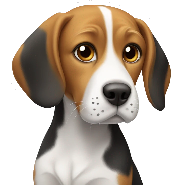 A beagle and a white and gray cat with a grey spot on its nose   emoji