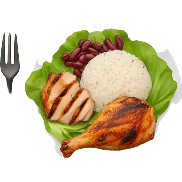 Grilled chicken with rice, red beans and salad emoji
