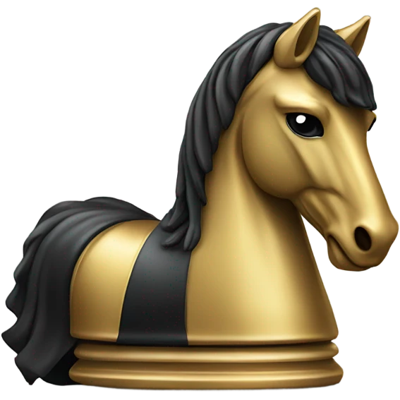 Knight chess piece black & gold emoji