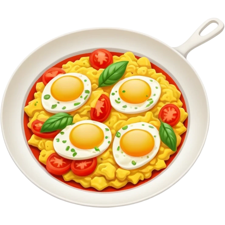 Stir Fried Tomato and Scrambled Eggs homestyle dish, simplified emoji style with bold outlines and bright colors, cartoon style Xi Hong Shi Chao Ji Dan emoji