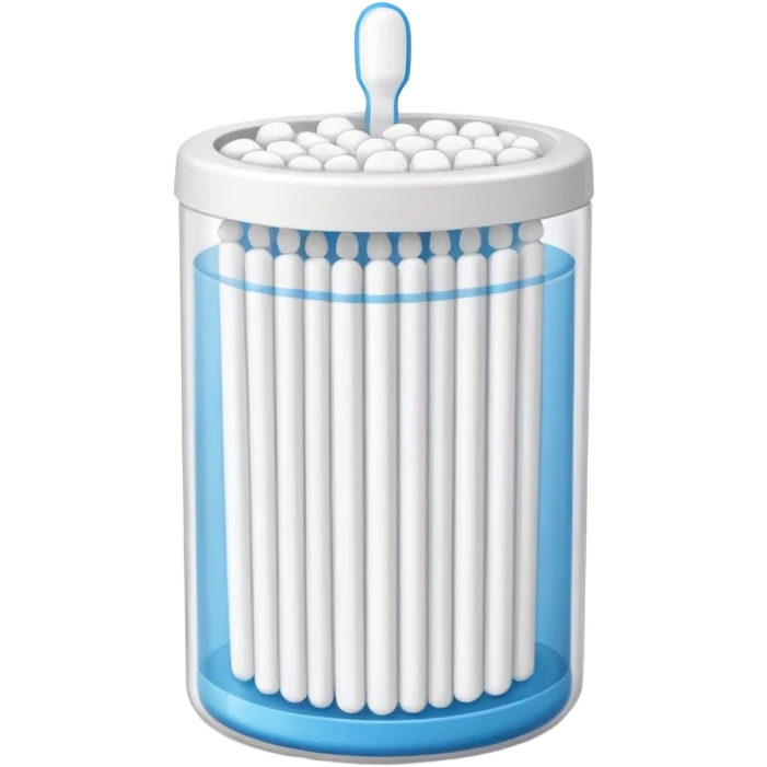 Cotton swabs in a plastic container, full packed  emoji