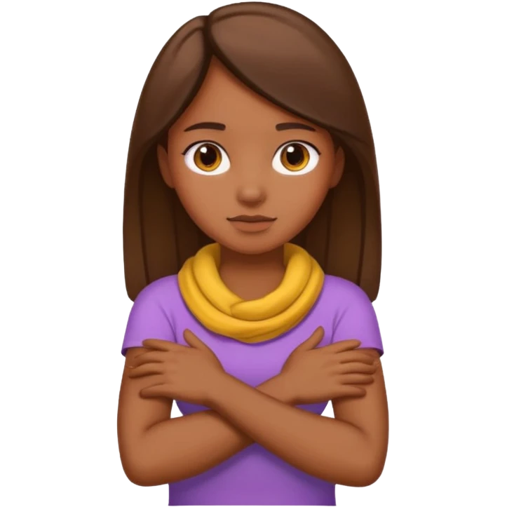 Arms crossed holding neck girl emoji