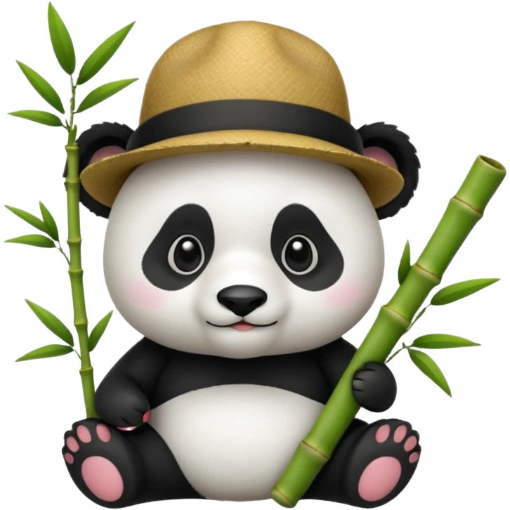 panda wearing hat with bamboo emoji