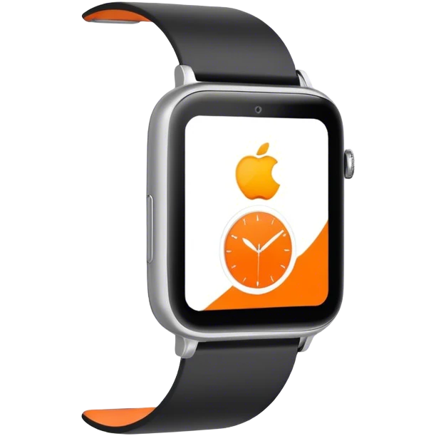 A modern smartwatch, orange with a completely blank, turned-off screen display emoji