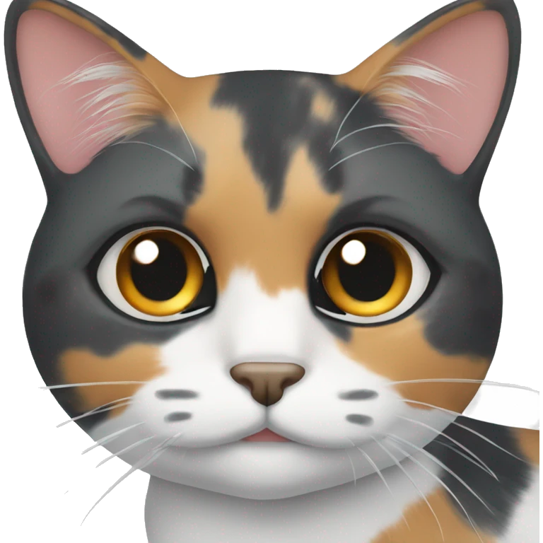 Calico cat with grey patches around eyes  emoji