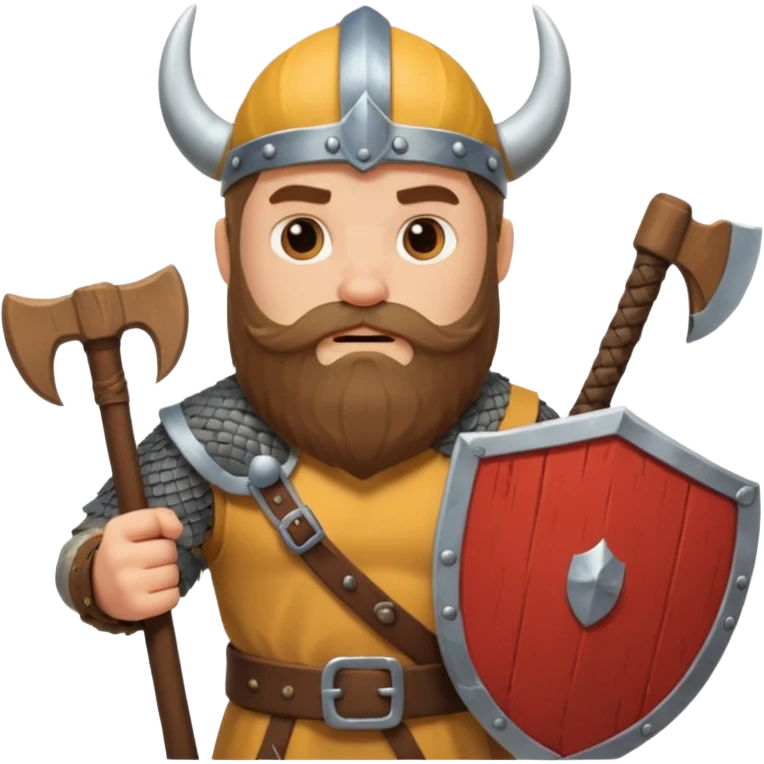 Bearded viking holding axe and shield emoji
