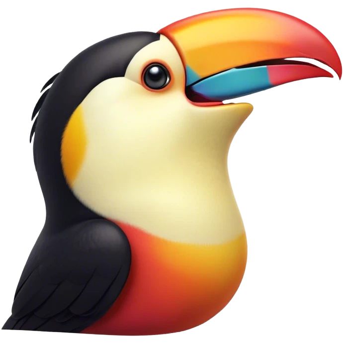 Cinematic Cute Yawning Toucan Portrait Emoji, Head tilted slightly with a dramatic, wide-open yawn, showcasing a colorful, expressive beak and sleepy, half-closed eyes with a relaxed demeanor, Simplified yet irresistibly adorable features, highly detailed, glowing with a soft, cozy tropical glow, high shine, relaxed yet expressive, stylized with a dash of whimsical charm, soft glowing outline, capturing the essence of a drowsy yet affectionate toucan that appears ready to stretch out for a nap! emoji
