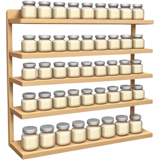 3D warehouse shelf with creams emoji