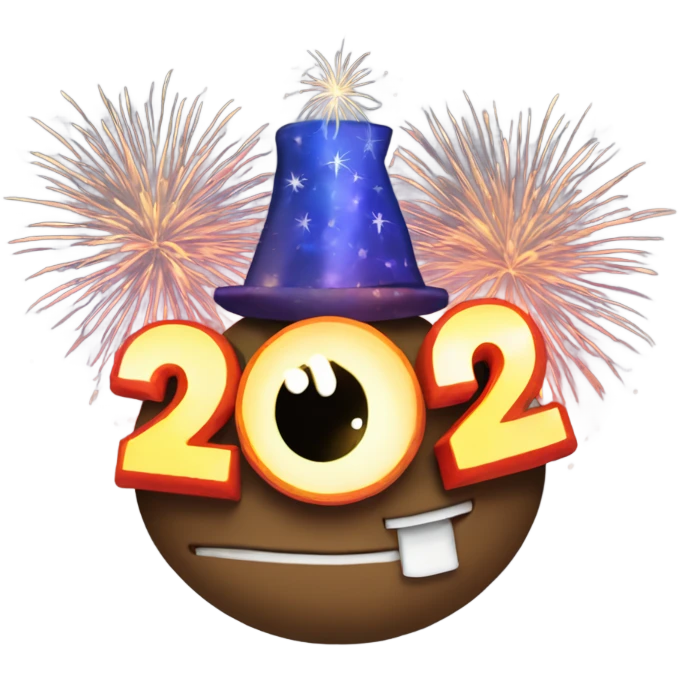 Happy New Year 2025 celebrating firesworks emoji